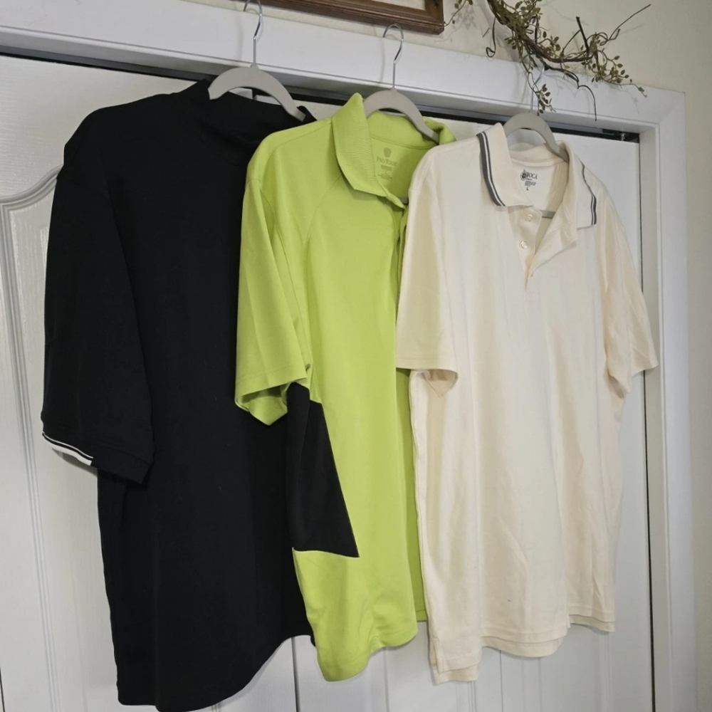 Lot of 3 Golf Polo Shirt Men L Short Sleeve ~ WEDGE, BOCA,PRO TOUR